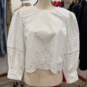 French Connection White Embroidered Blouse